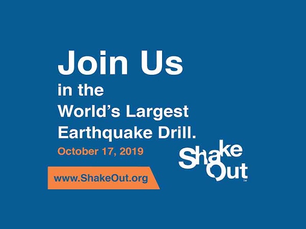 The Great Shake Out will be Thursday, October 17, 2019