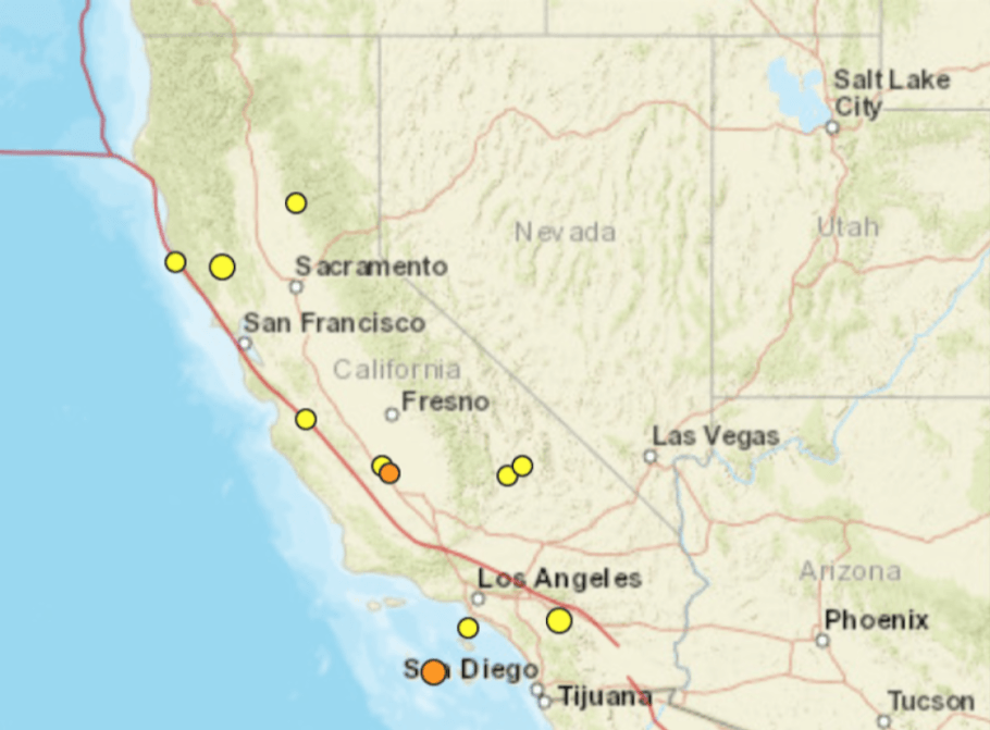 Nine Quakes Shake California at Christmas