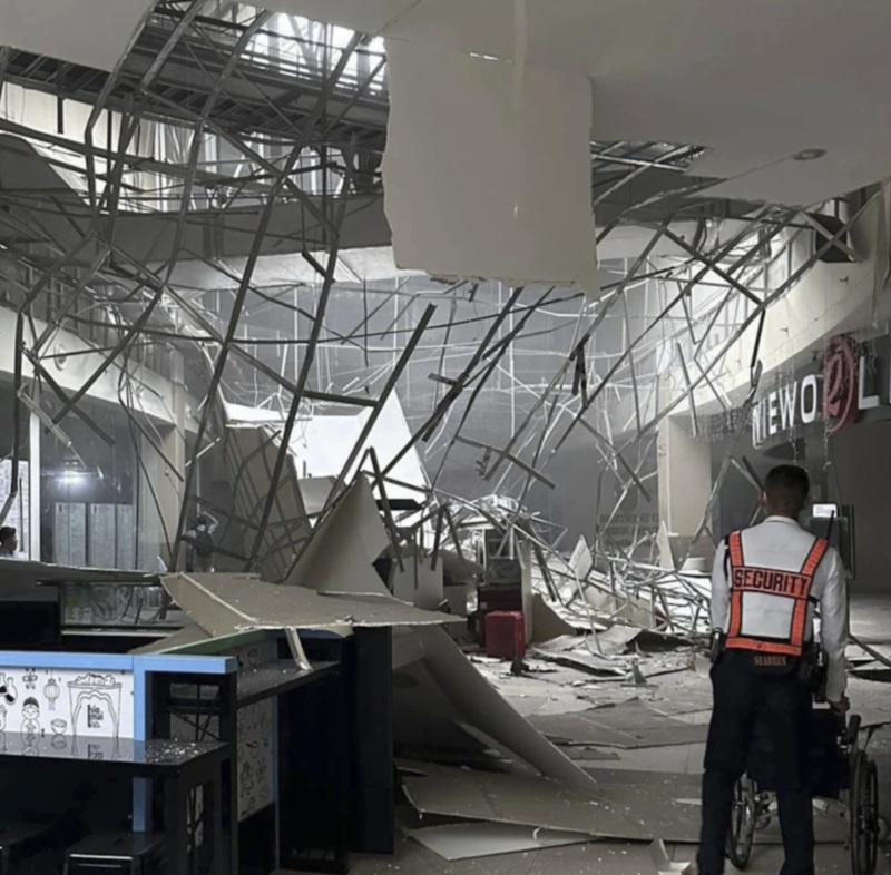 Shopping mall ceilings fall in powerful quake 