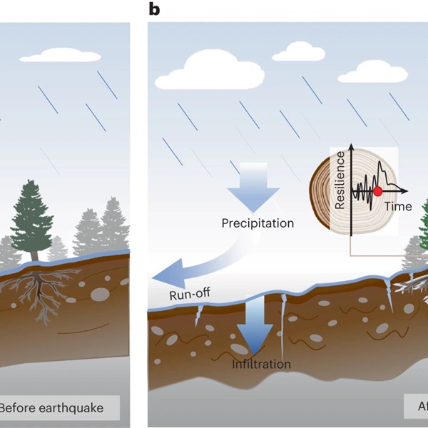 Earthquakes impact forest resilience for decades post-event